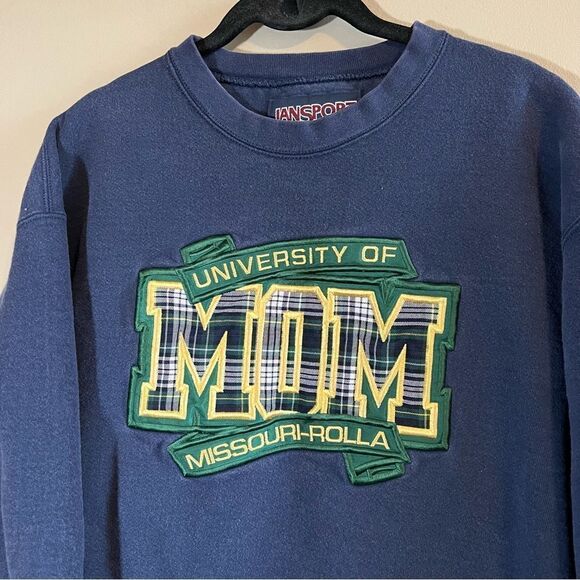 ✨ Vintage Jansport University of Missouri Rolla Mom Blue Sweatshirt Large - Picture 2 of 10